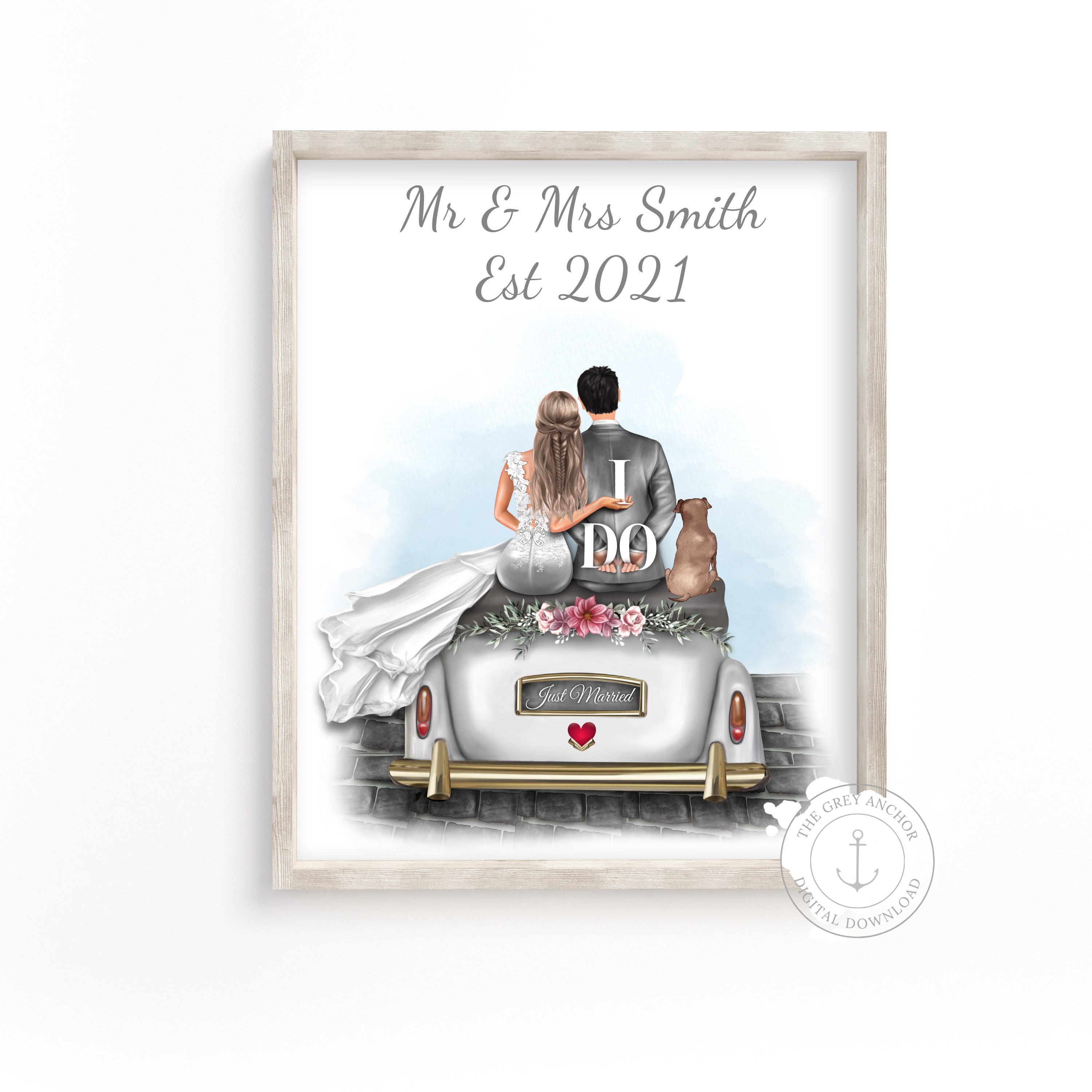 Printable Digital Download Personalized Just Married Wedding | Etsy