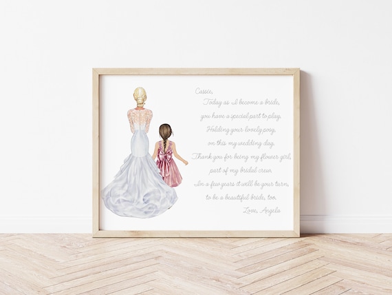 Personalized Flower Girl Portrait, Wedding Gift (Digital Download)