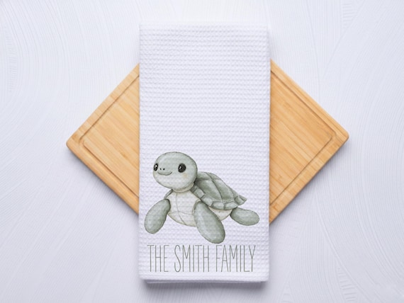 Sea Turtle Mama Towel for Kitchen and Bathrooms, Coastal Hostess Gift