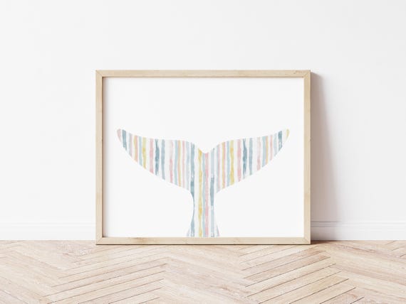 Whale Tail Decor - Printable Wall Art - Digital Download - Nautical Nursery or Dorm Room