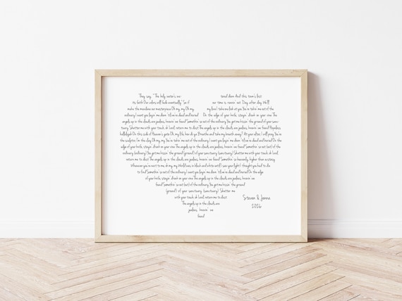 Heart Lyrics Printable Download for Wedding Songs