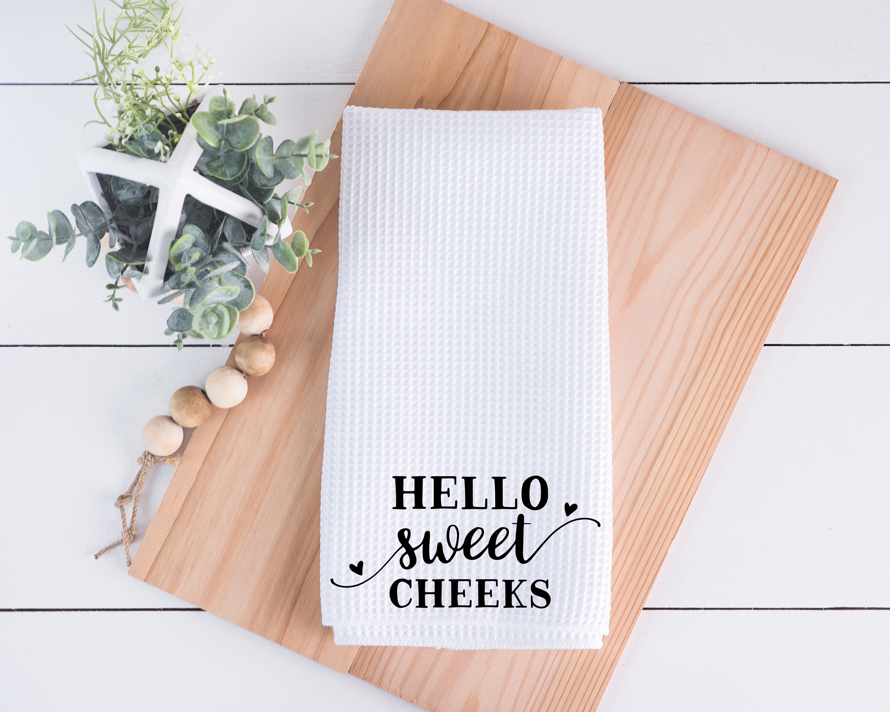 Peaces of Joy Hello Sweet Cheeks Funny Hand Towel Sayings for Bathroom,  Rustic Cute Dish Kitchen Fingertip Towels for Home, Decorative Farmhouse  Bath