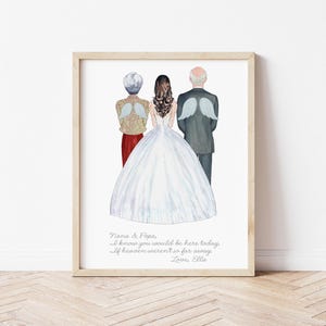 Ritratto commemorativo personalizzato dei nonni della sposa, download digitale.