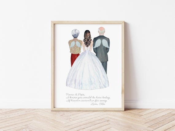Grandparents of the Bride Custom Memorial Portrait, Digital Download