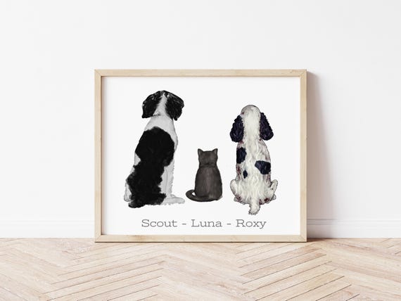 Minimalist Pet Names Personalized Pet Portrait Digital Download