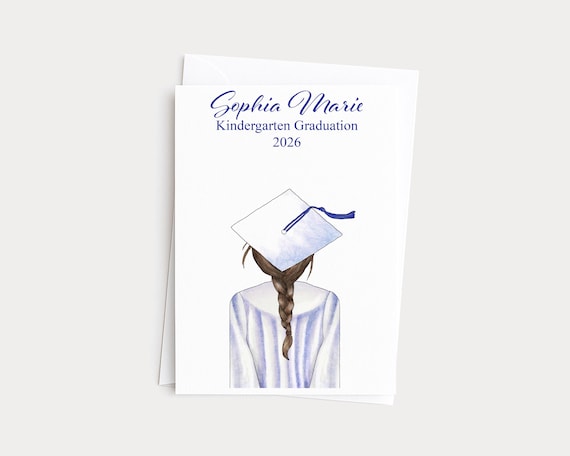 Kindergarten Graduate or Preschool Grad Personalized Illustration Greeting Card
