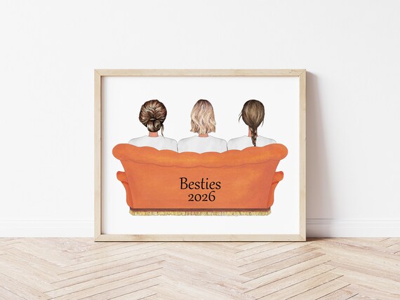 Personalized Friends Portrait, Custom Illustration Art (Digital Download