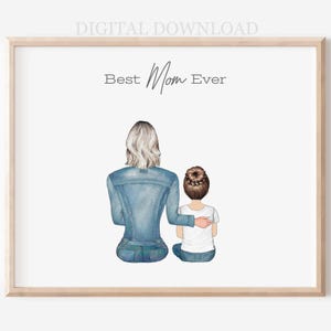 Personalized Mother&#39;s Day Portrait Gift: Custom Family Art (Digital Download)