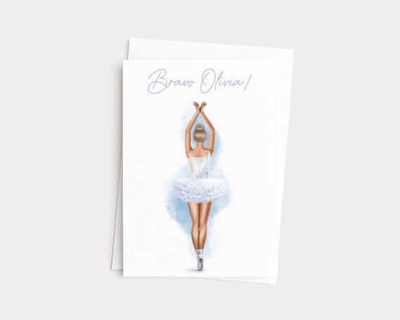 Personalized Ballerina Portrait Greeting Card Gift for Dancer