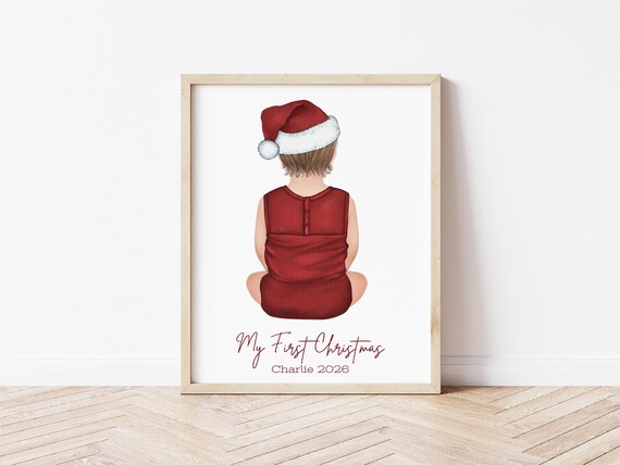 Baby's First Christmas Portrait: Child & Dog Art (Digital Download)