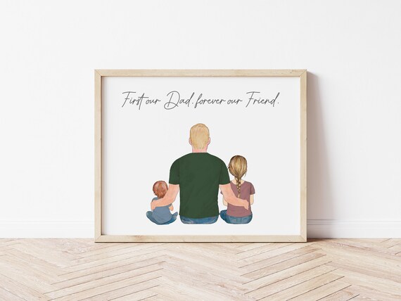 First Our Dad Personalized Father & Child Portrait, Digital Download Gift