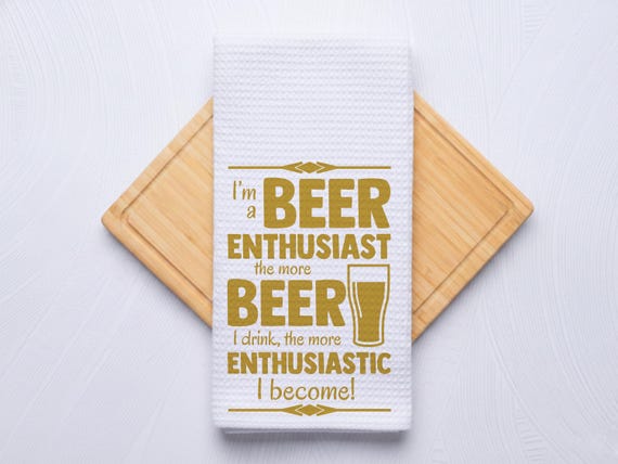 Beer Enthusiast Gift Towel For Kitchen, Waffle Weave Design