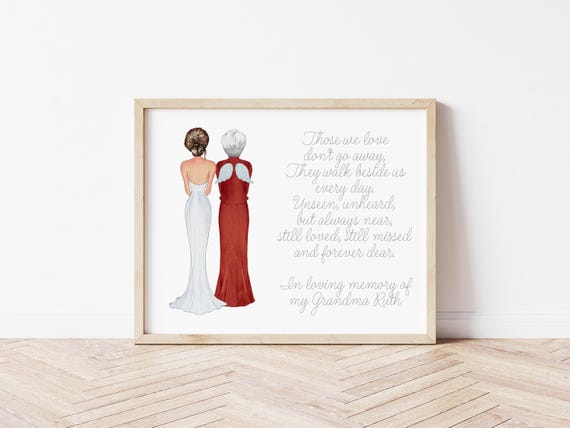 Personalized Grandmother of the Bride Memorial Print, Wedding Remembrance (Digital Download)
