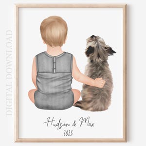 Custom Baby and Dog Portrait: Digital Illustration (Digital Download)