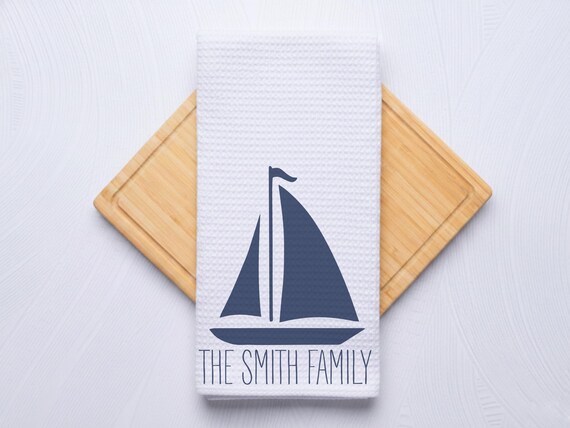 Sail Boat Clipart Custom Kitchen and Bath Towel Gift