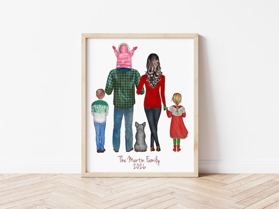 Personalized Christmas Family Portrait with Pet: Custom Keepsake Gift (Digital Download)