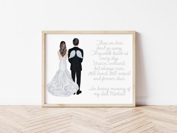 Father of the Bride Personalized Memorial Portrait, Wedding Day Digital Download