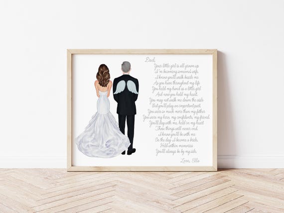 Father of the Bride Memorial Portrait, Your Little Girl Digital Download Art
