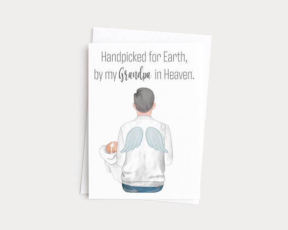 Handpicked for Earth By My Grandpa in Heaven Greeting Card Portrait