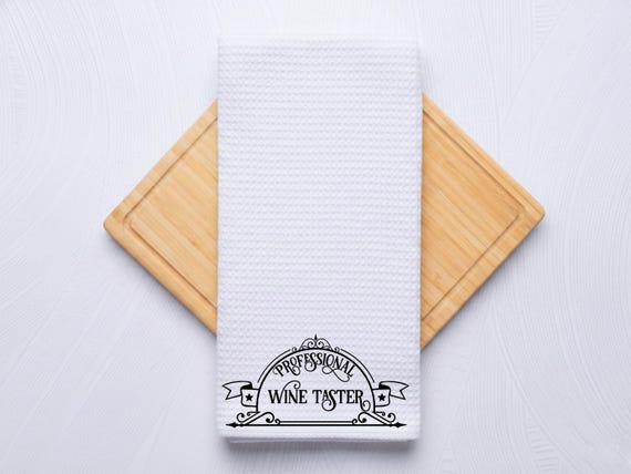 Professional Wine Taster Waffle Weave Kitchen Towel, Personalized Hostess Gift