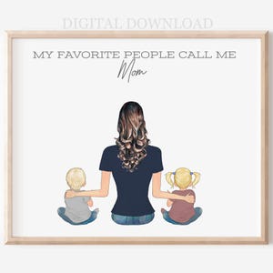 Personalized Mother&#39;s Day Portrait Gift from Children (Digital Download)