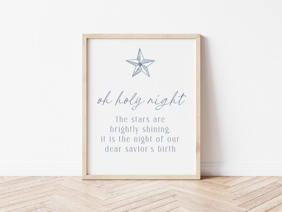 Oh Holy Night Print: Minimalist Christmas Wall Art (Digital Download)
