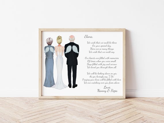 Grandparents of the Bride Memorial Portrait: Custom Wedding Art Illustration (Digital Download)