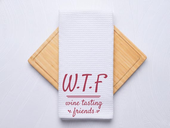 Wine Tasting Friends Waffle Weave Kitchen Towel