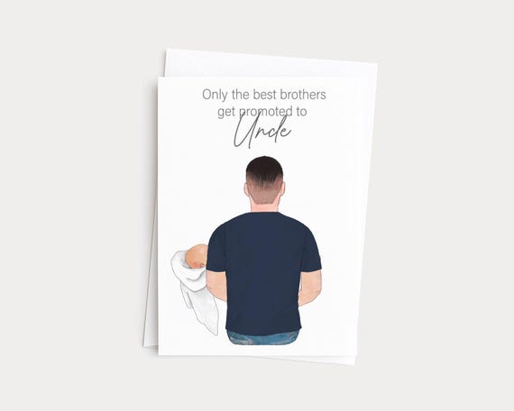 Promoted To Uncle Custom Illustration Portrait Greeting Card