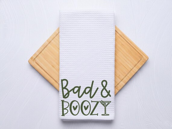 Bad and Boozy Cocktail Towel Funny Gag Gift