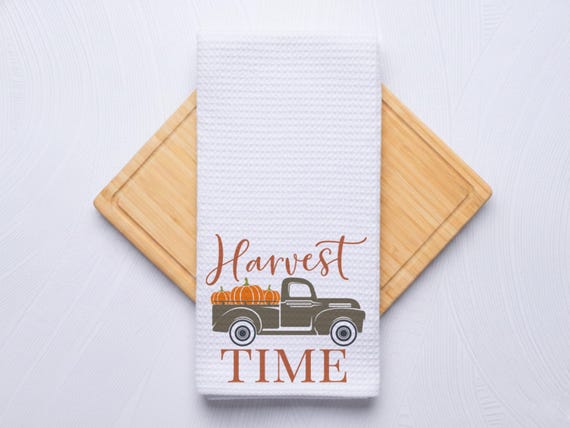Harvest Time Truck Kitchen and Bathroom Hand Towel Gift For Fall Housewarming
