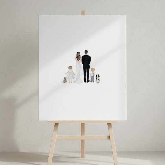 Wedding Guest Book Alternative Sign, Personalized Family with Pets Digital Download