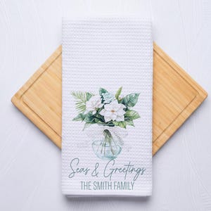 Seas and Greetings Coastal Christmas Nutcracker Hand Towel for Nautical Kitchen & Bathroom
