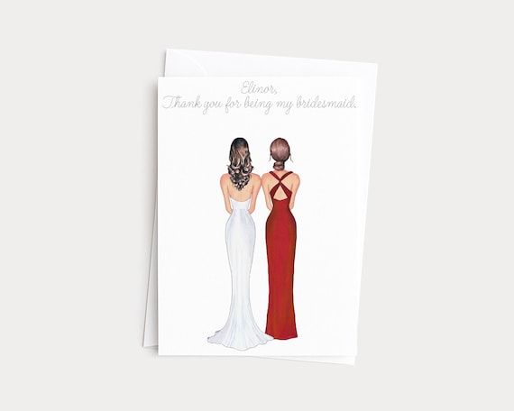 Thank you Bridesmaid Personalized Portrait Greeting Card Gift