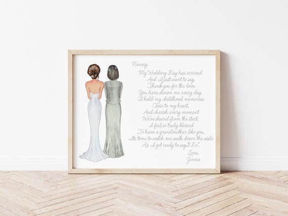 Grandmother Of the Bride Personalized Wedding Portrait, Digital Download