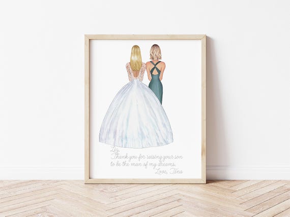 Personalized Mother in Law of the Bride Portrait • Wedding Keepsake • Custom Illustration •