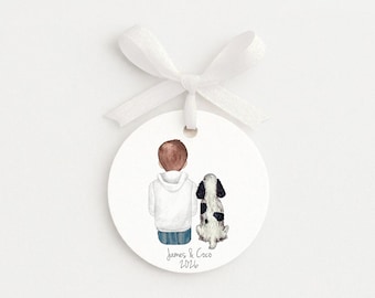 Custom Child and Pet Ornament, Personalized Kid with Dog or Cat