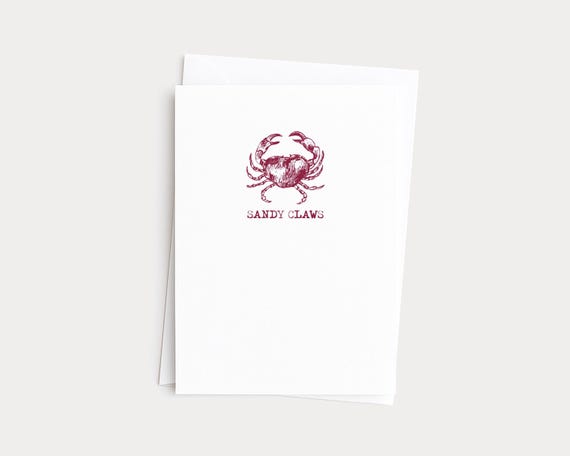Sandy Claws Crab Coastal Christmas Nautical Greeting Card