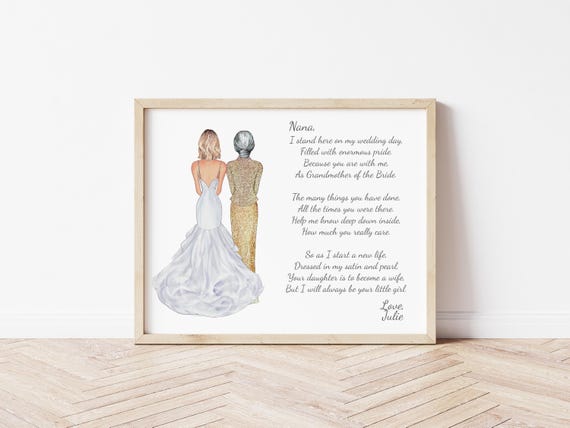 Grandmother of the Bride Gift: Personalized Portrait Illustration (Digital Download)