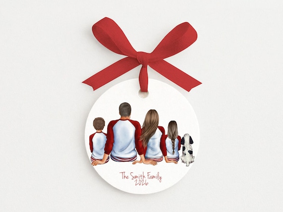 Matching Family PJs Christmas Ornament Personalized with Custom Portrait Pets