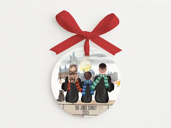 Wizard Family Ornament Personalized Gift with Pets