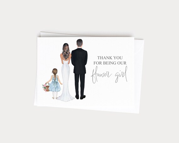 Personalized Wedding Day Greeting Card, Thank You Flower Girl