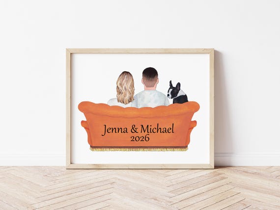 Personalized Couple & Pets Portrait: Custom Digital Illustration (Digital Download)