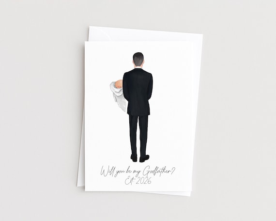 Will You Be My Godfather Personalized Godparents Portrait Greeting Card