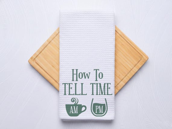How To Tell Time Coffee and Wine Custom Hand Towel