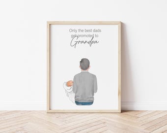 Promoted to Grandpa Personalized Portrait for Pregnancy Announcement
