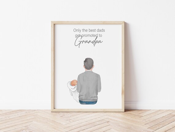 Promoted to Grandpa Personalized Portrait for Pregnancy Announcement