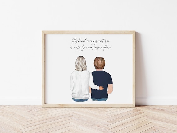 Mom and Son Portrait - Digital Download Wall Art with Pets
