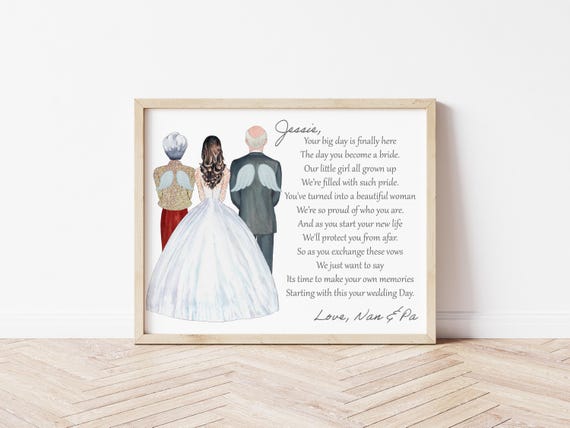 Grandparents of the Bride Memorial Portrait: Personalized Wedding Poem (Digital Download)