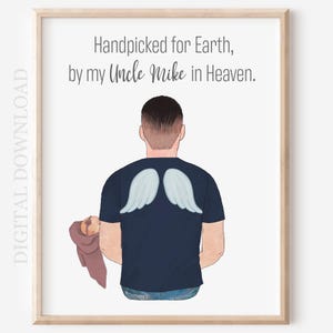 Personalized Memorial Portrait: Uncle & Baby Illustration (Digital Download)